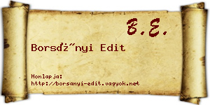 Borsányi Edit névjegykártya