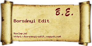 Borsányi Edit névjegykártya